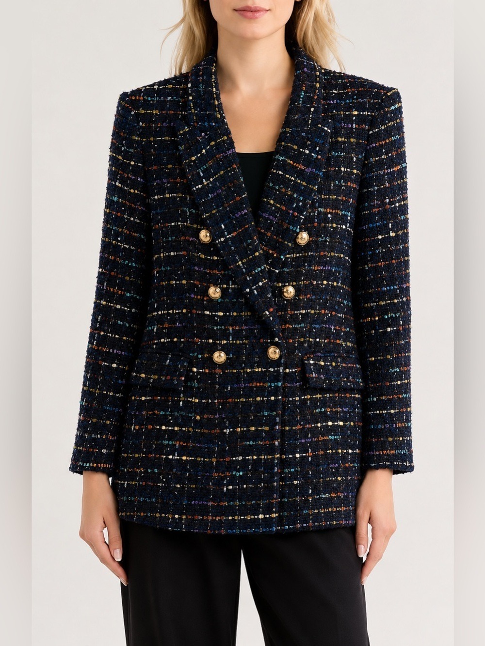 Zara Bloggers DOUBLE BREASTED TEXTURED WEAVE JACKET Size XL